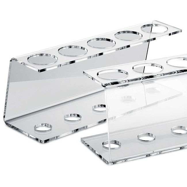 Reagenzglasgestell PMMA, 5 Loch, 16mm